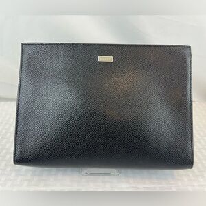 3019: Bally Saffiano Leather Wristlet Zip Clutch, Italy - retractable handle